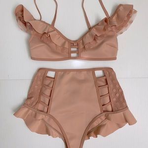 Nude Mauve ASOS Polka Dot Bikini Set US Size 4